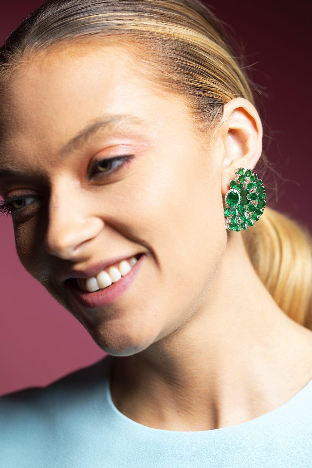 SABOO FINE JEWELS-Emerald Royal Earrings-WHITE GOLD