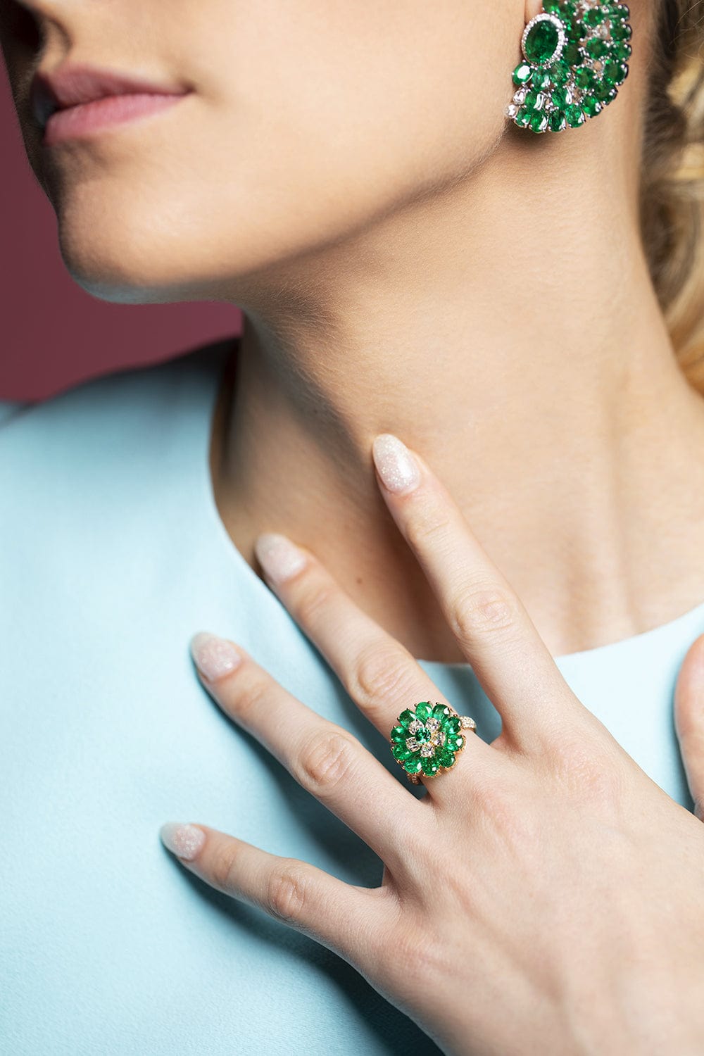 SABOO FINE JEWELS-Emerald Royal Earrings-WHITE GOLD