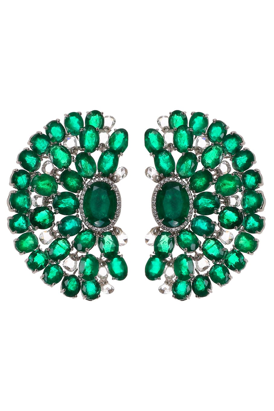 SABOO FINE JEWELS-Emerald Royal Earrings-WHITE GOLD