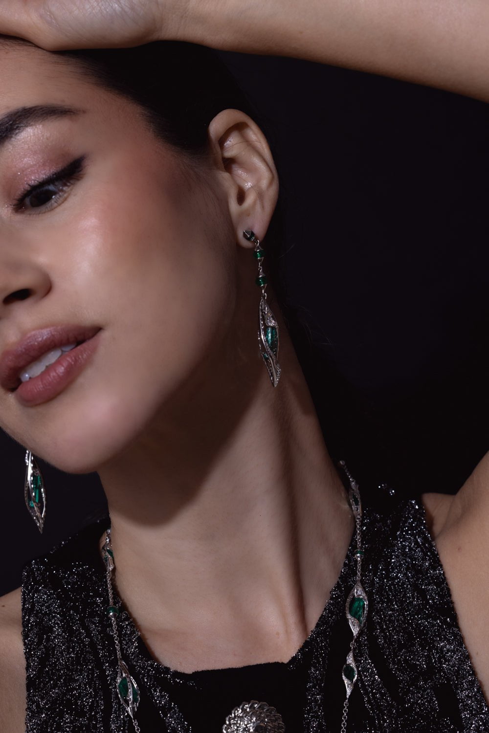 Emerald Tube Drop Earrings JEWELRYFINE JEWELEARRING SABOO FINE JEWELS   