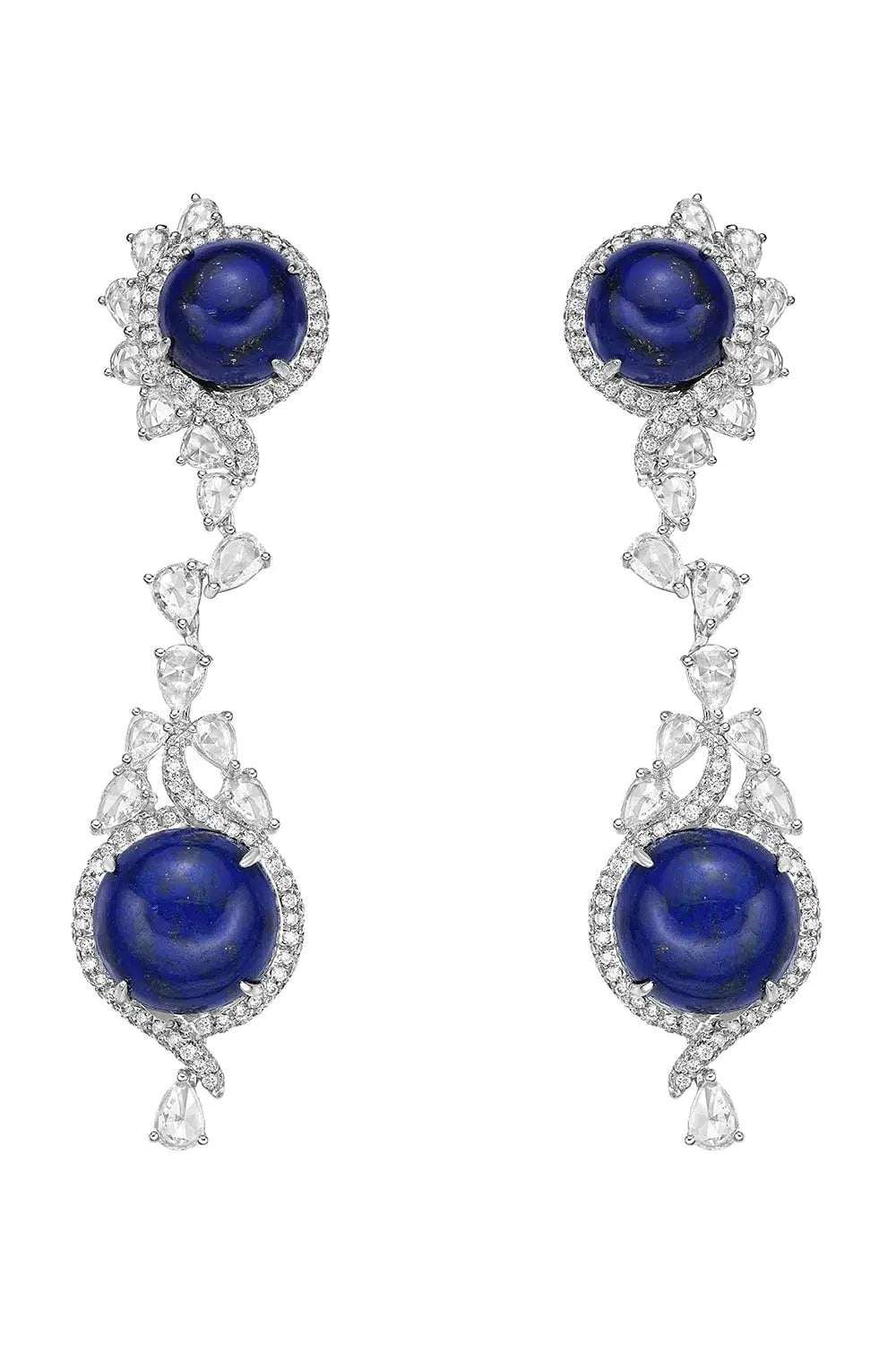 SABOO FINE JEWELS-Lapis Drop Earrings-WHITE GOLD
