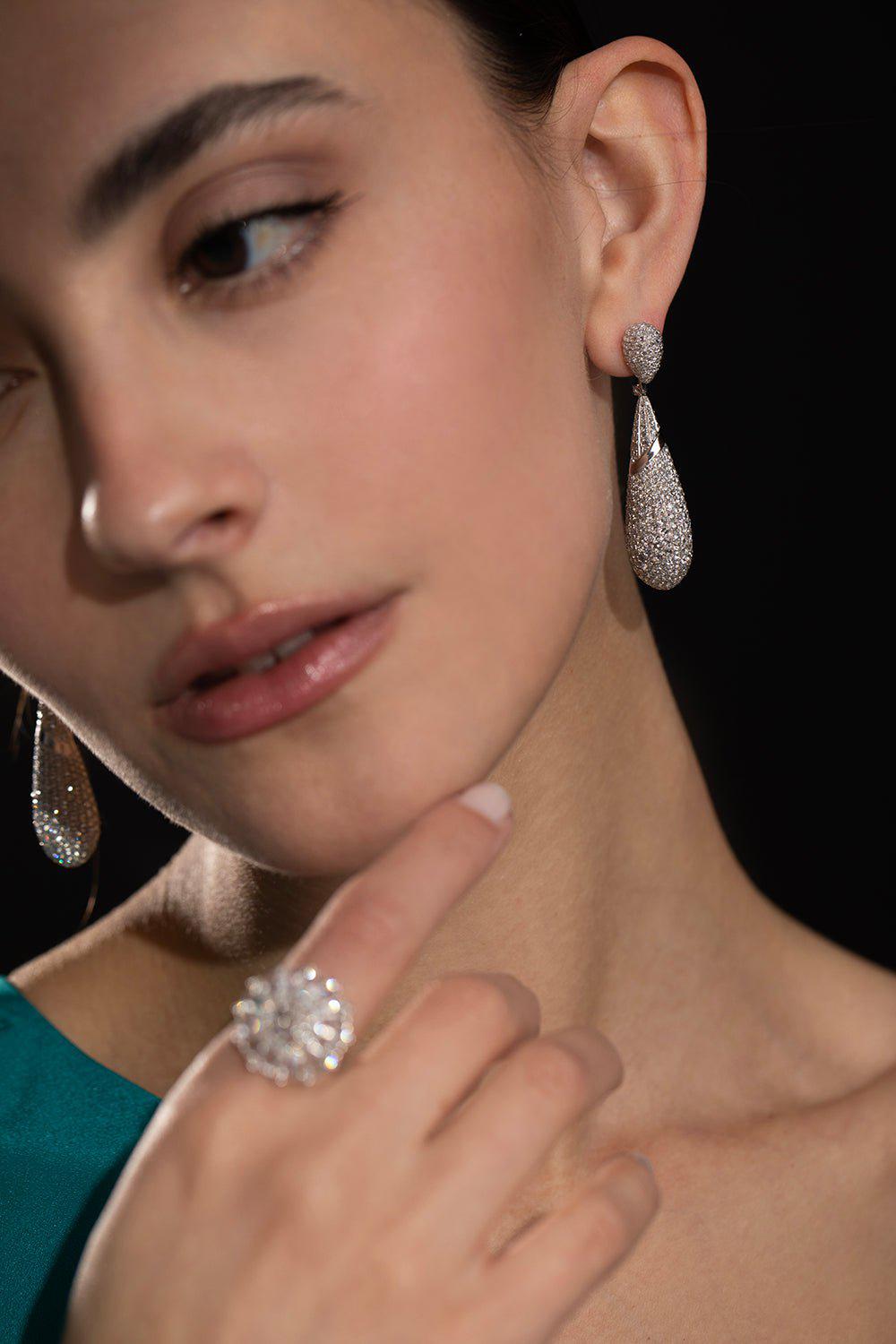 SABOO FINE JEWELS-Luminescent Rose Earrings - Diamond-WHITE GOLD