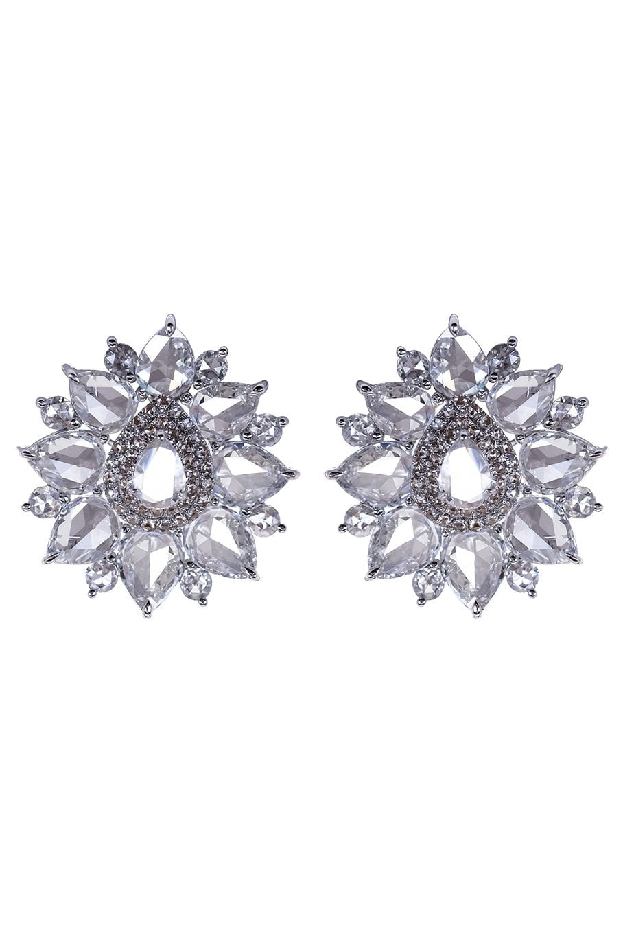 SABOO FINE JEWELS-Luminescent Rose Earrings- Pear Diamonds-WHITE GOLD
