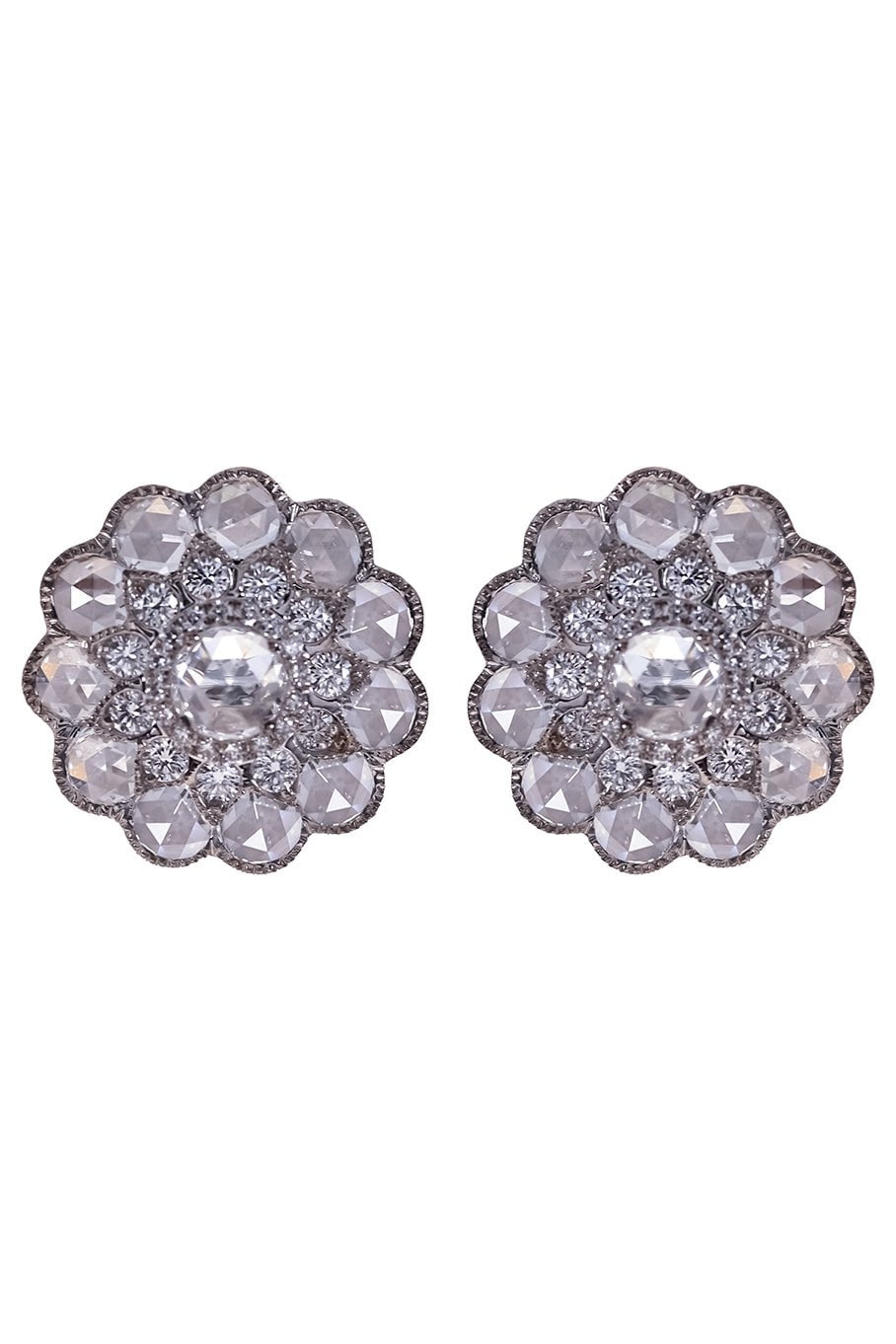 SABOO FINE JEWELS-Luminescent Rose Earrings-WHITE GOLD