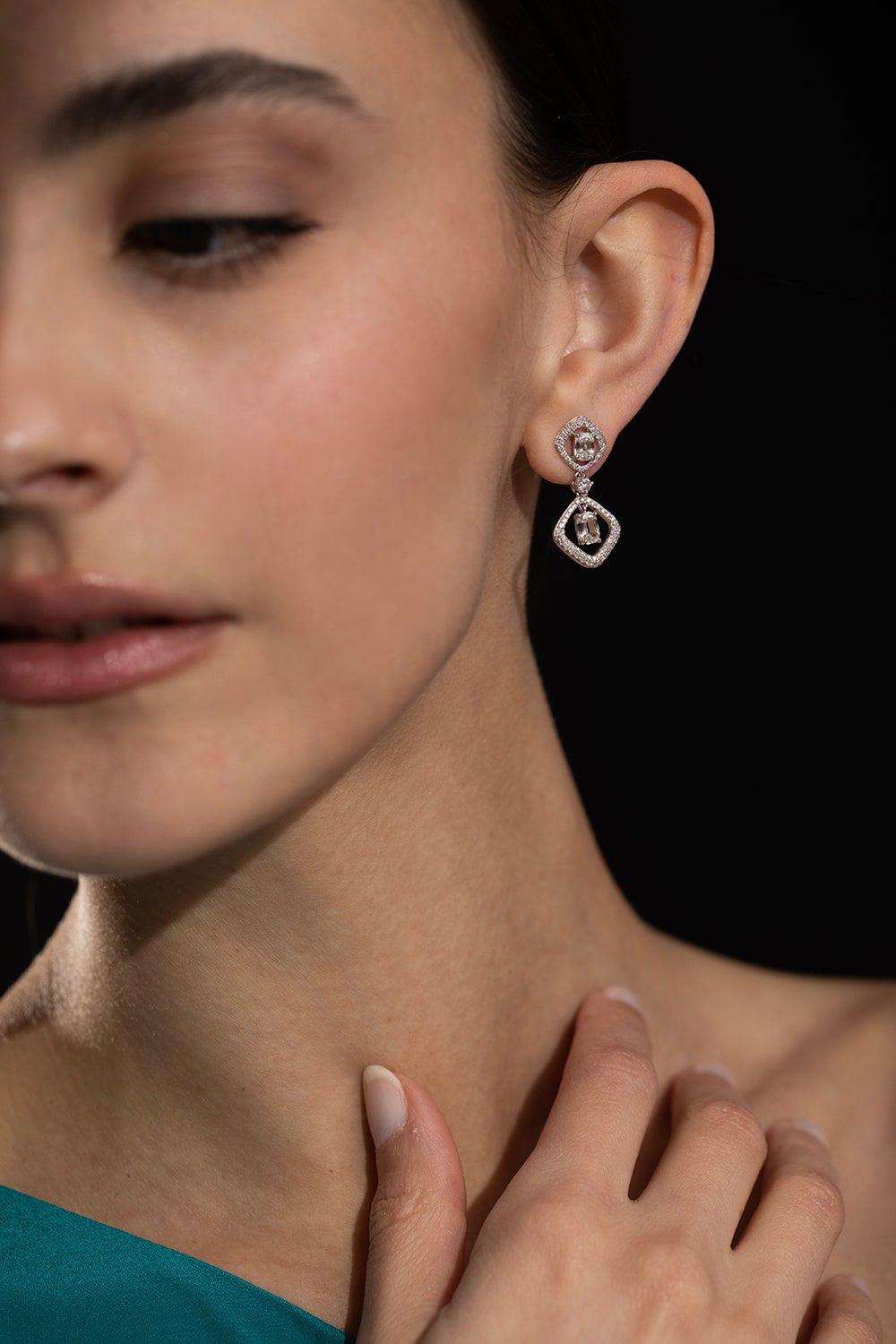 SABOO FINE JEWELS-Royale Drop Earrings-WHITE GOLD