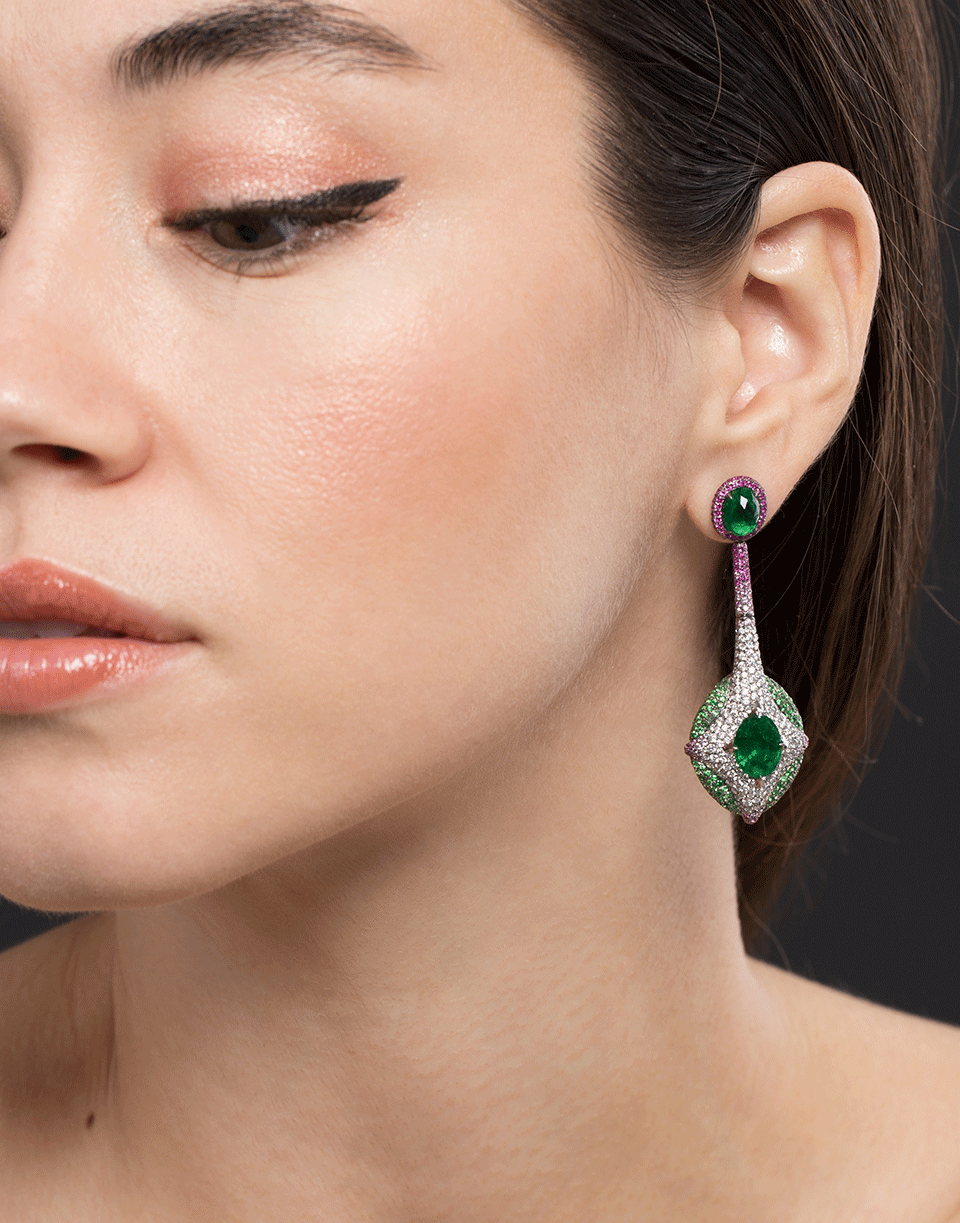 SABOO FINE JEWELS-Royale Emerald Earrings-WHITE GOLD