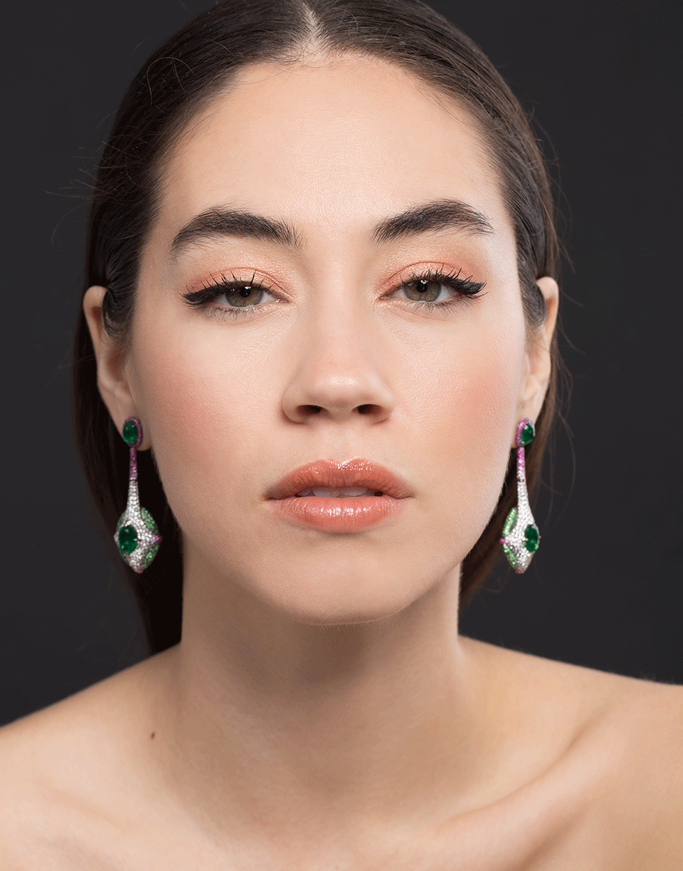SABOO FINE JEWELS-Royale Emerald Earrings-WHITE GOLD