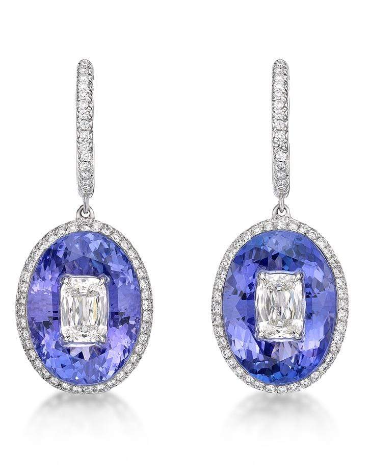 SABOO FINE JEWELS-Tanzanite and Diamond Earrings-WHITE GOLD