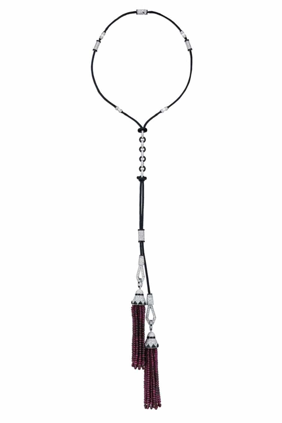 SABOO FINE JEWELS-Royalle Ruby Tassel Necklace-PLATINUM