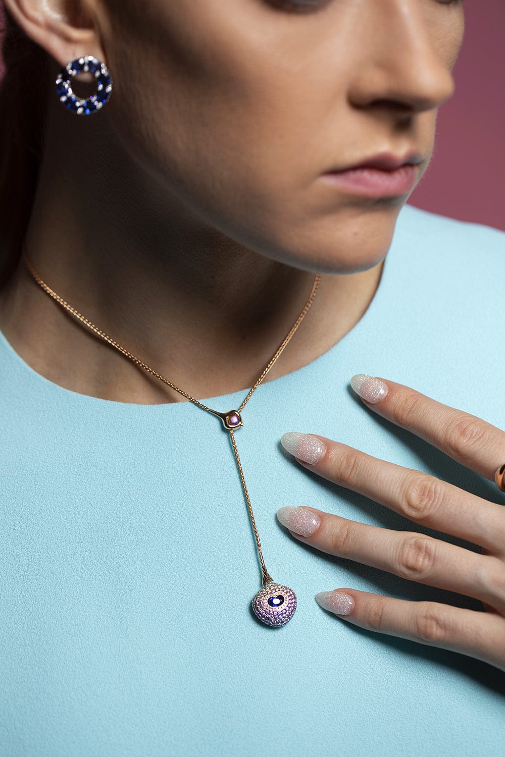 SABOO FINE JEWELS-Sapphire Fusion by Infusion Necklace-TITANIUM