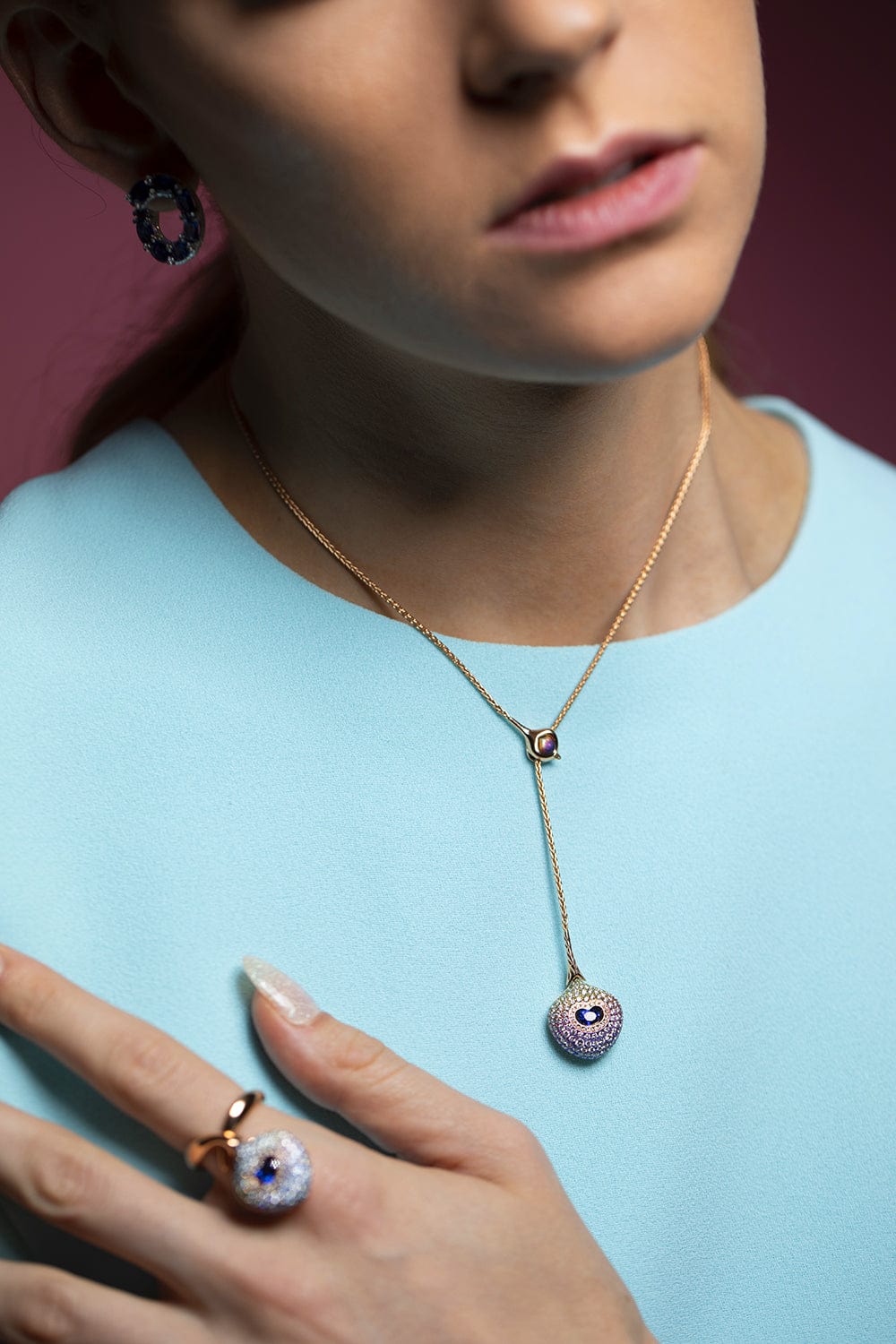 SABOO FINE JEWELS-Sapphire Fusion by Infusion Necklace-TITANIUM