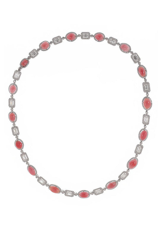 Conch Pearl Diamond Necklace-WHITE GOLD-JEWELRYFINE JEWELNECKLACE O-SABOO FINE JEWELS