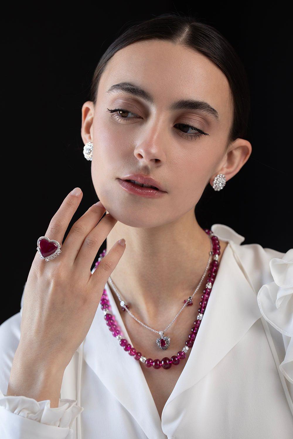 SABOO FINE JEWELS-Royale Beaded Necklace-WHITE GOLD