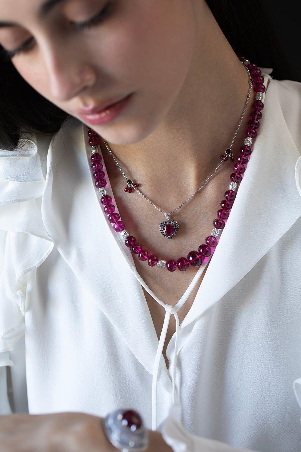 SABOO FINE JEWELS-Royale Beaded Necklace-WHITE GOLD