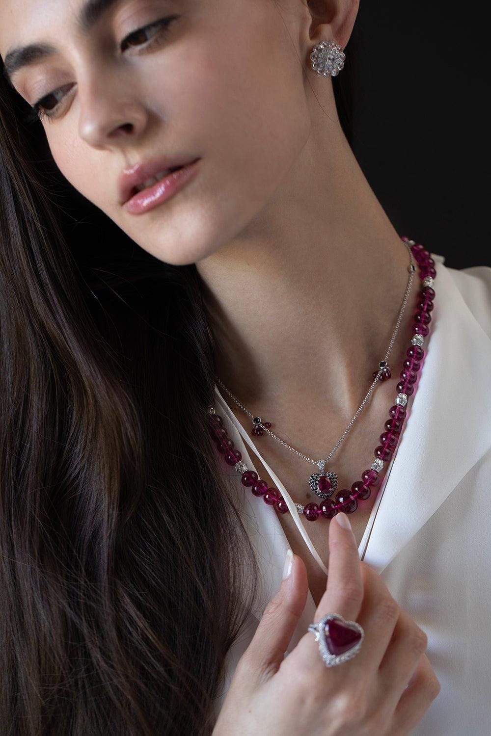 SABOO FINE JEWELS-Royale Beaded Necklace-WHITE GOLD