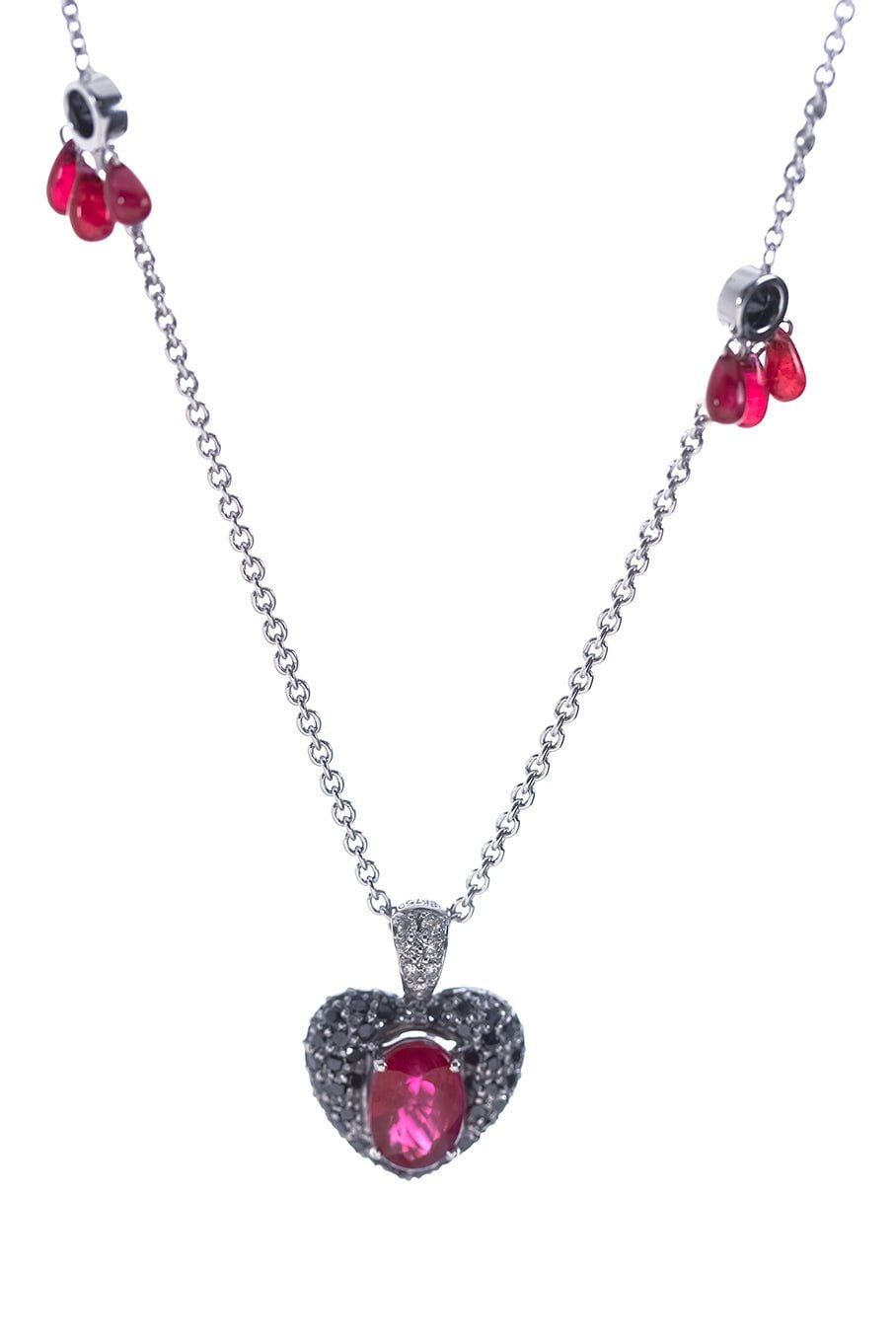 SABOO FINE JEWELS-Ruby White Diamond Necklace-WHITE GOLD