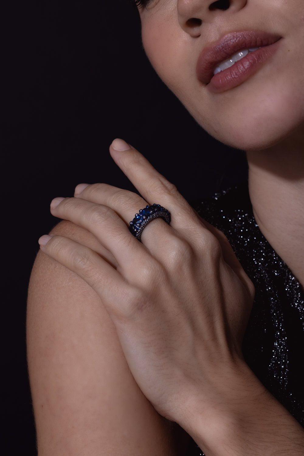 SABOO FINE JEWELS-Blue Sapphire Ring-TITANIUM
