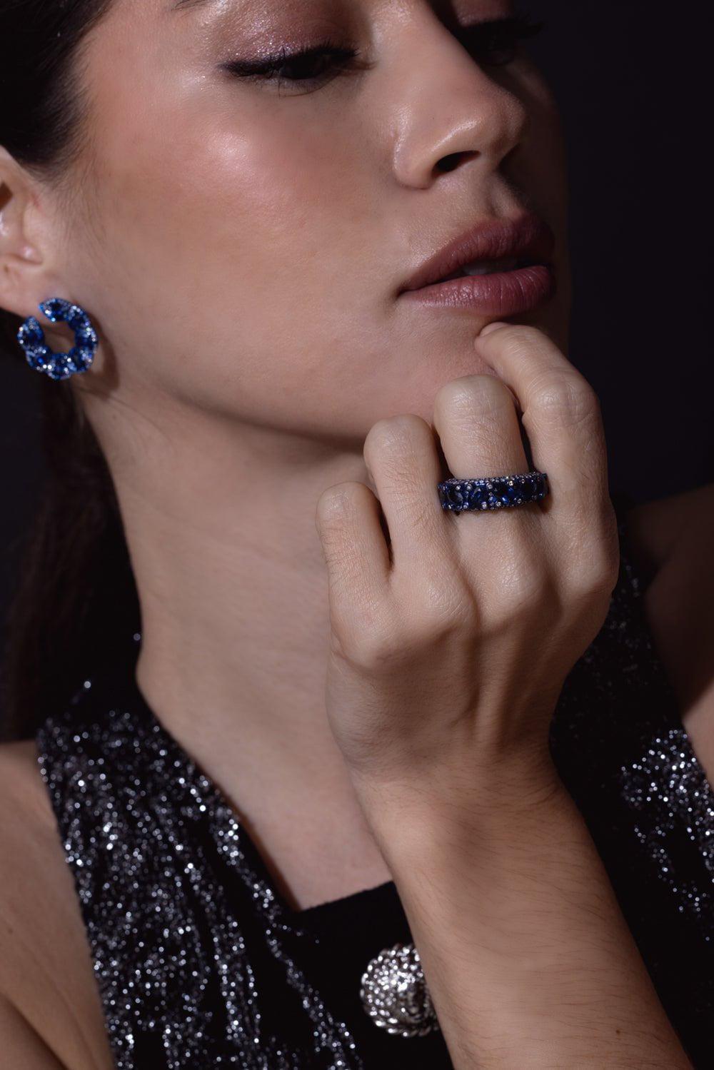 SABOO FINE JEWELS-Blue Sapphire Ring-TITANIUM