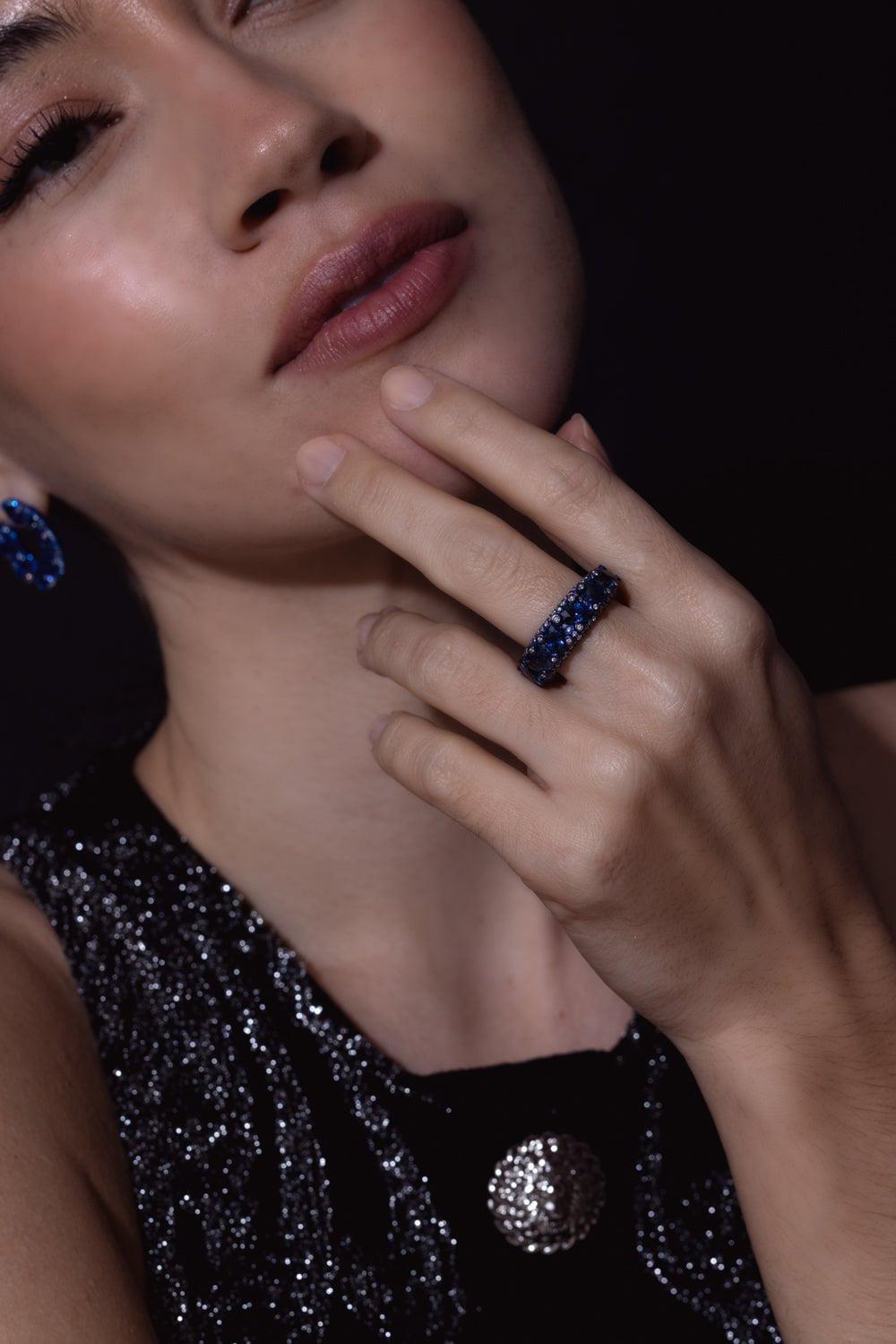 SABOO FINE JEWELS-Blue Sapphire Ring-TITANIUM