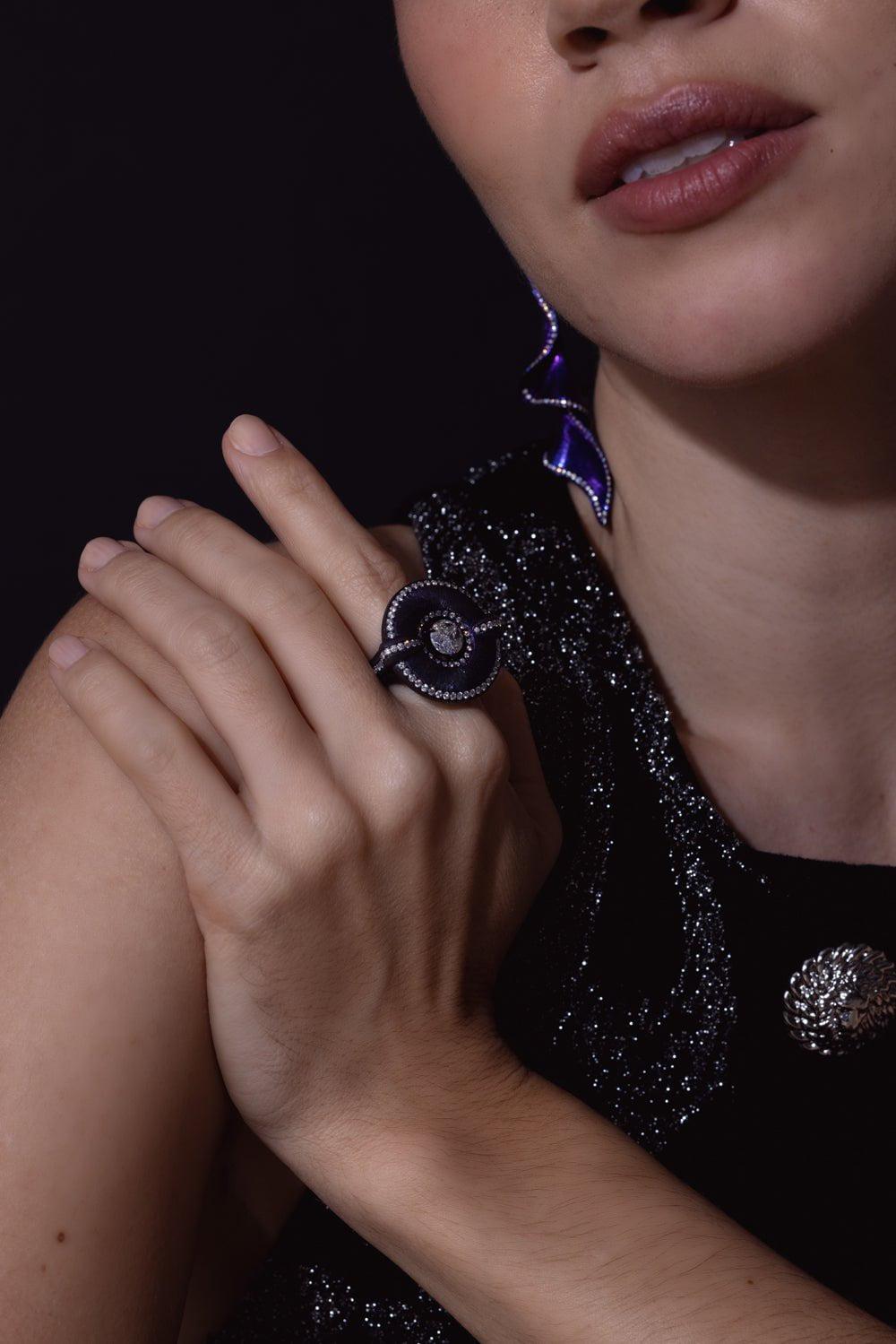 SABOO FINE JEWELS-Purple Diamond Ring-TITANIUM