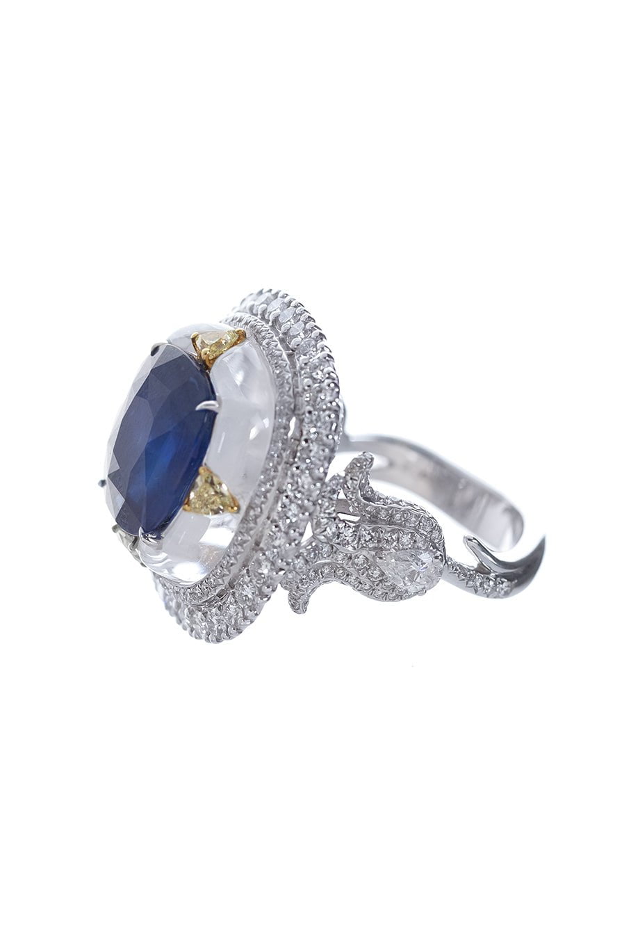 SABOO FINE JEWELS-Cushion Sapphire Diamond Ring-WHITE GOLD