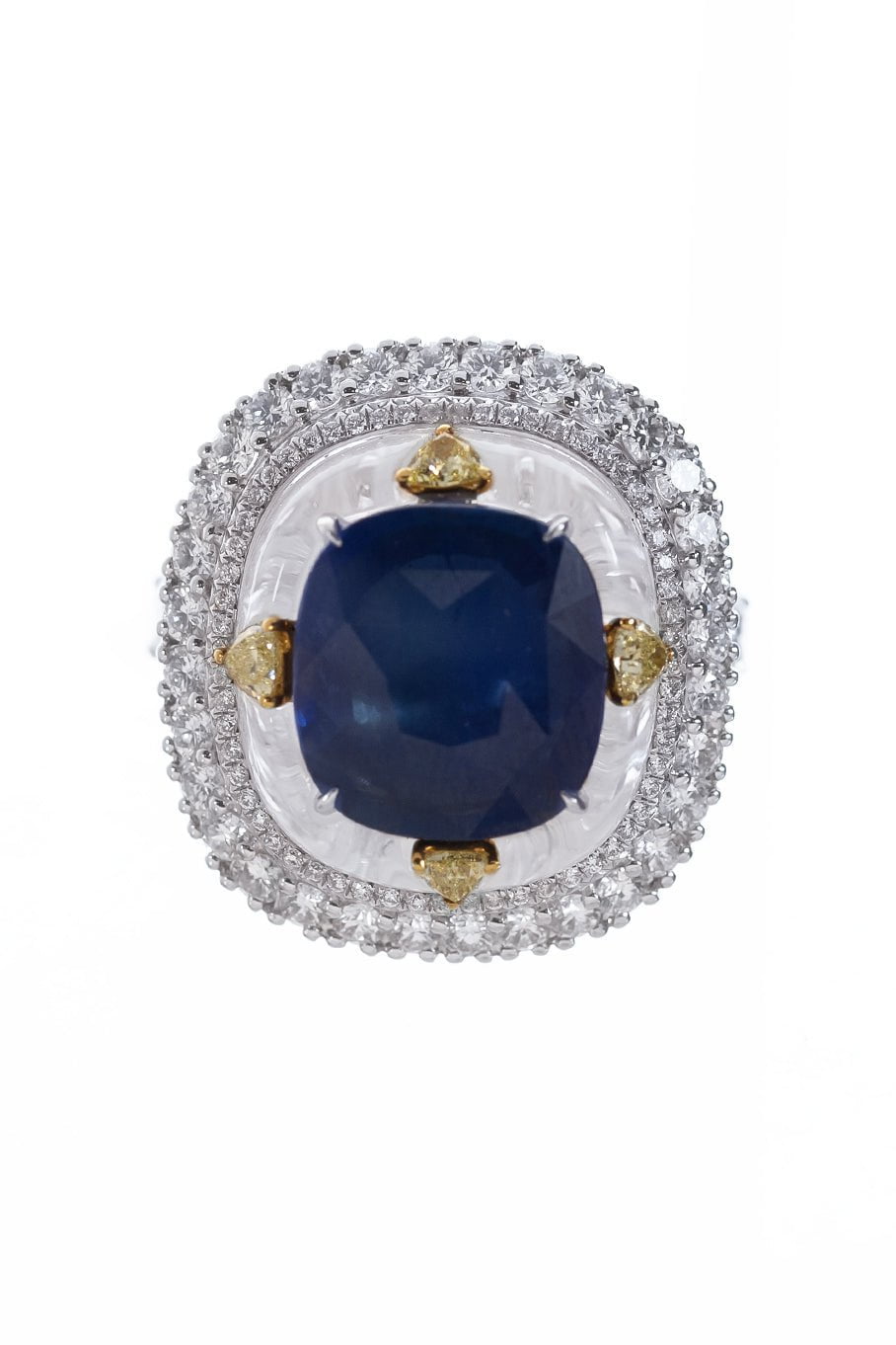 SABOO FINE JEWELS-Cushion Sapphire Diamond Ring-WHITE GOLD