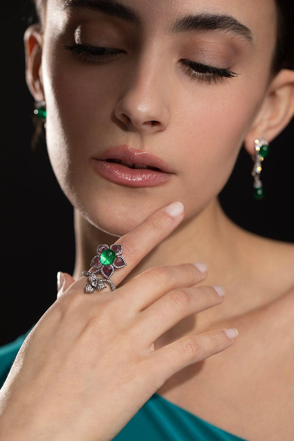 SABOO FINE JEWELS-Flower Ring-WHITE GOLD