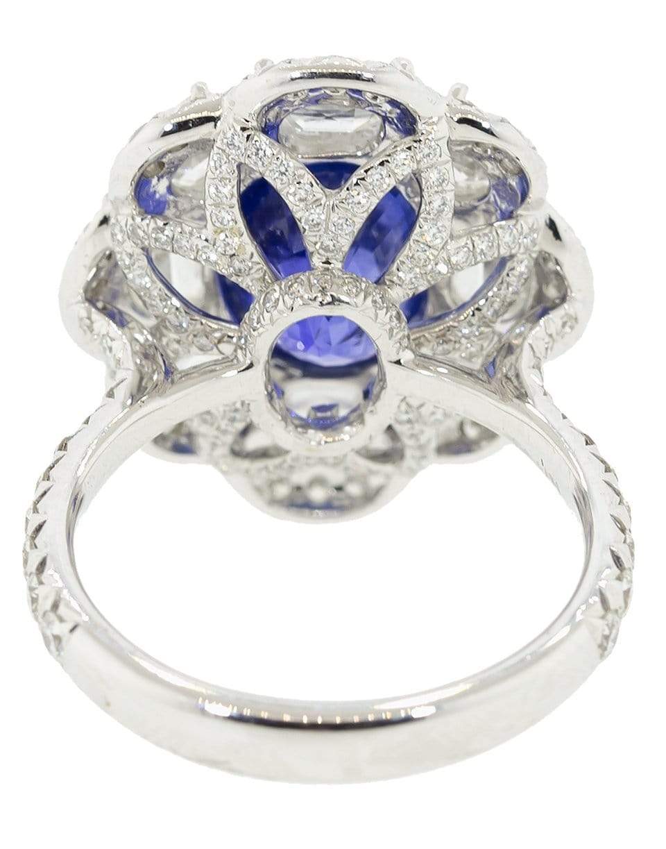 SABOO FINE JEWELS-Oval Sapphire and Diamond Ring-WHITE GOLD