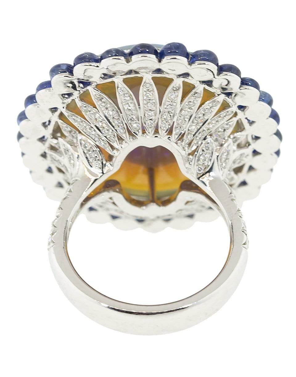 SABOO FINE JEWELS-Sapphire Diamond Opal Ring-WHITE GOLD