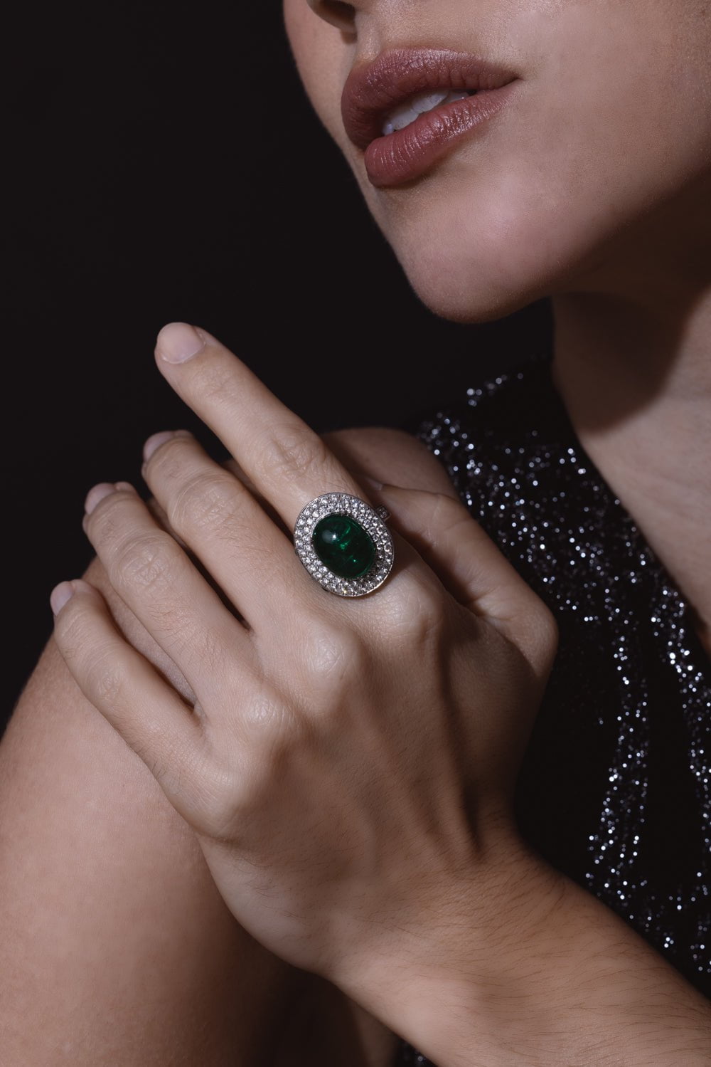 SABOO FINE JEWELS-Emerald Diamond Ring-WHITE GOLD