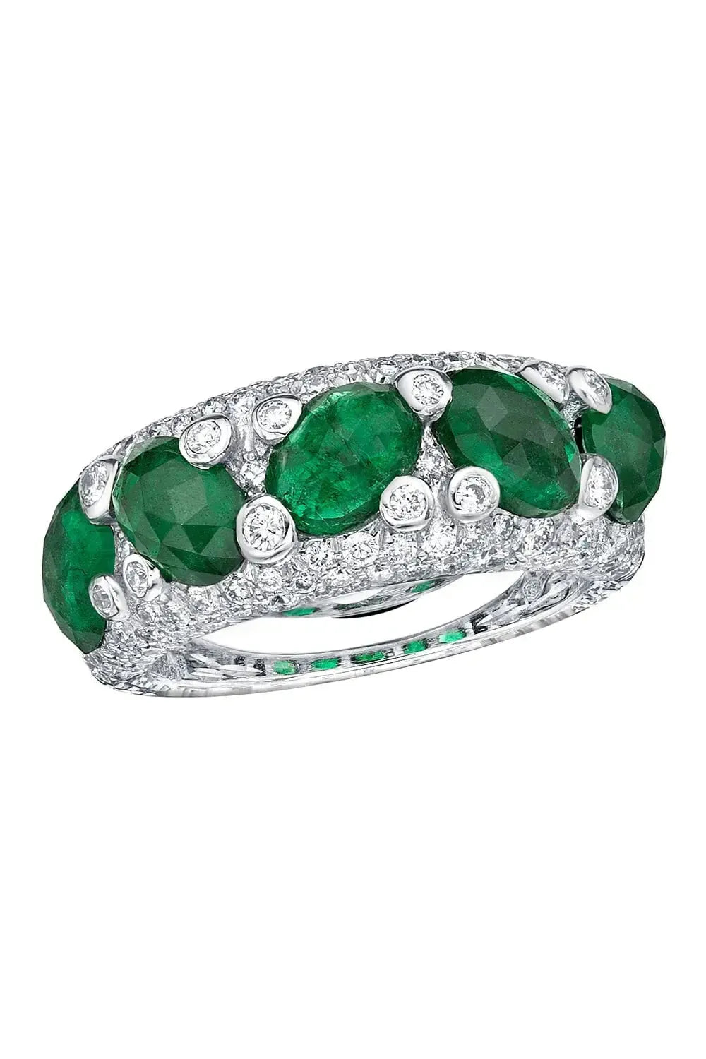 SABOO FINE JEWELS-Emerald Diamond Ring-WHITE GOLD