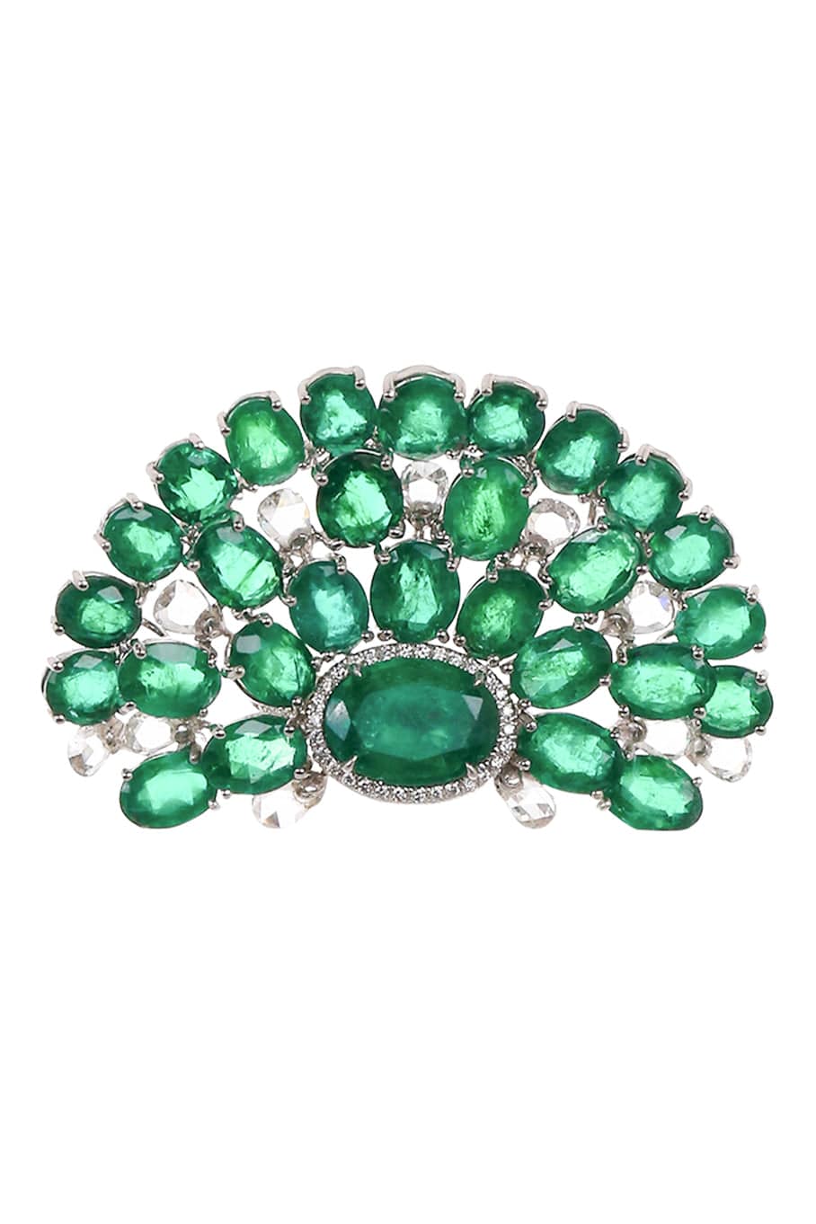 SABOO FINE JEWELS-Emerald Royal Fan Ring-WHITE GOLD