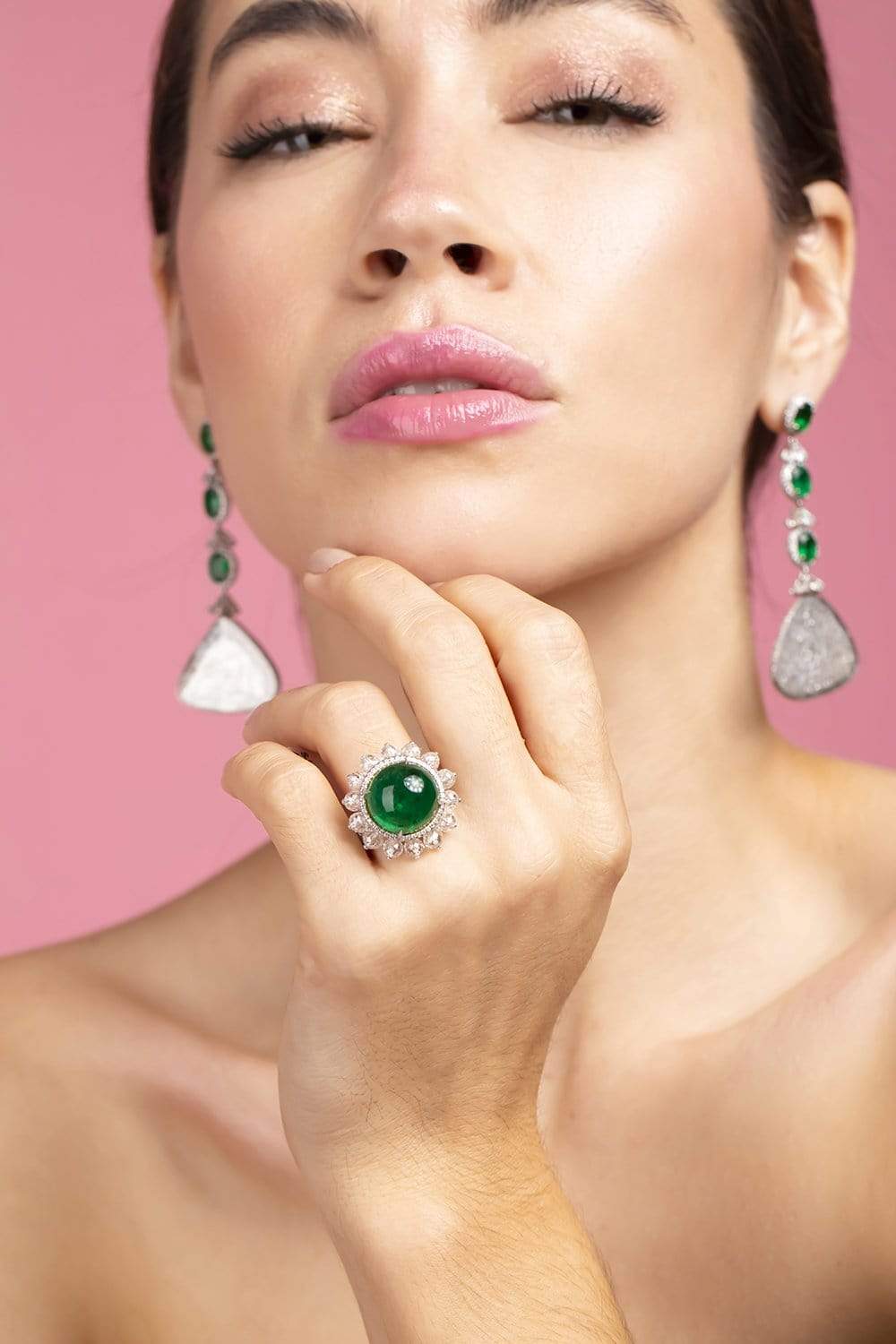 SABOO FINE JEWELS-Royalle Emerald and Diamond Ring-WHITE GOLD