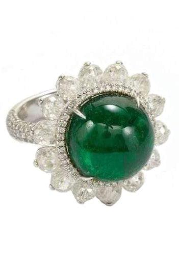 SABOO FINE JEWELS-Royalle Emerald and Diamond Ring-WHITE GOLD