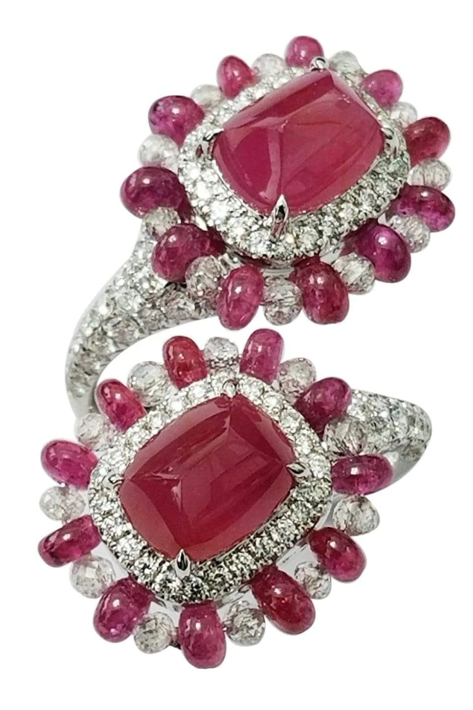 SABOO FINE JEWELS-Royalle Ruby Bypass Ring-WHITE GOLD