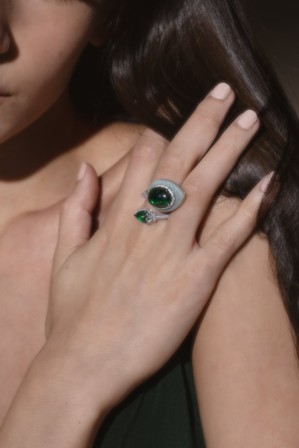 Aura Rosecut Emerald Opal Ring JEWELRYFINE JEWELRING SABOO FINE JEWELS   