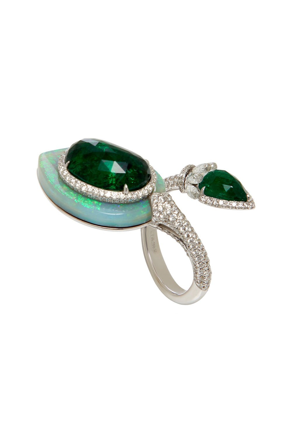 SABOO FINE JEWELS-Aura Rosecut Emerald Opal Ring-WHITE GOLD
