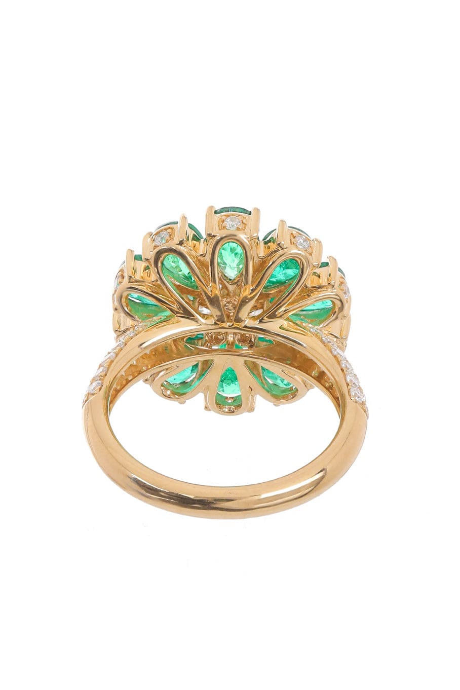 SABOO FINE JEWELS-Emerald Floral Symphony Ring-YELLOW GOLD