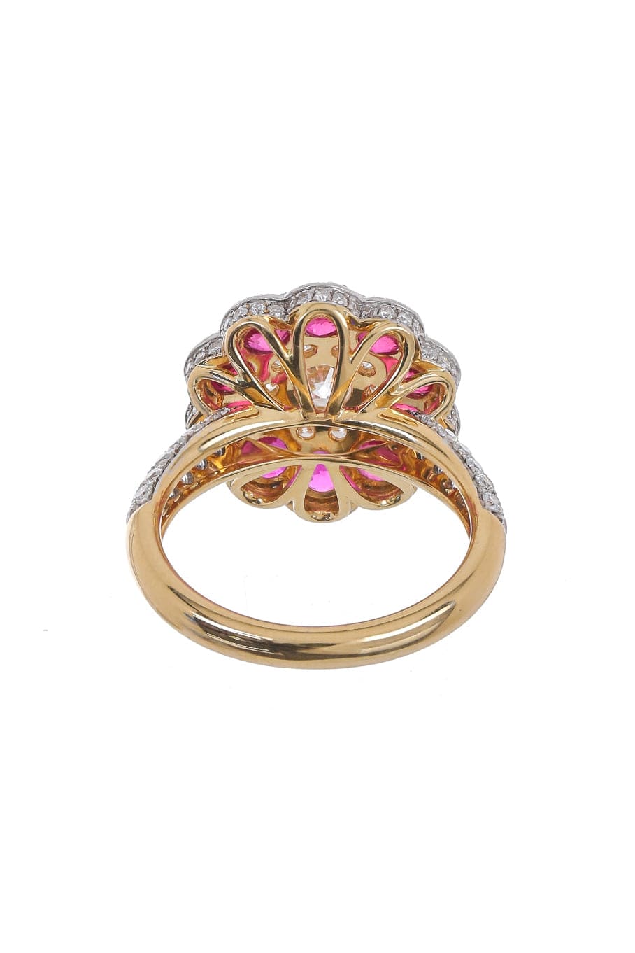 SABOO FINE JEWELS-Ruby and Diamond Floral Symphony Ring-YELLOW GOLD