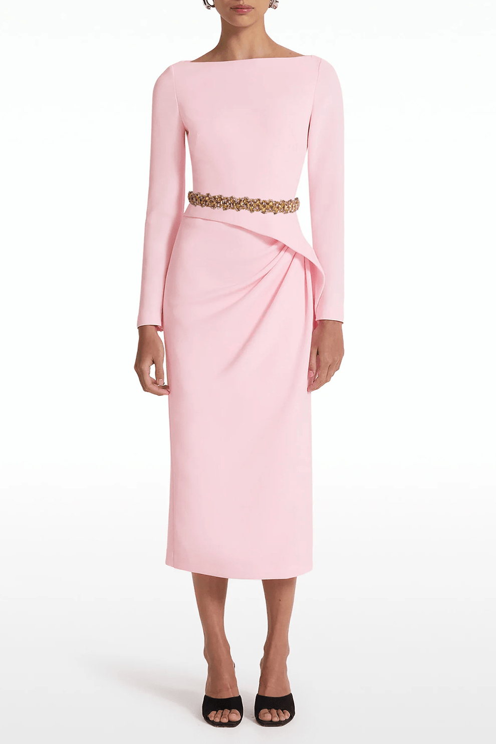 strapless open back dress Donatella Barely Pink Long Dress With Antonia Gloves – Maison Safiyaa USA main image 0