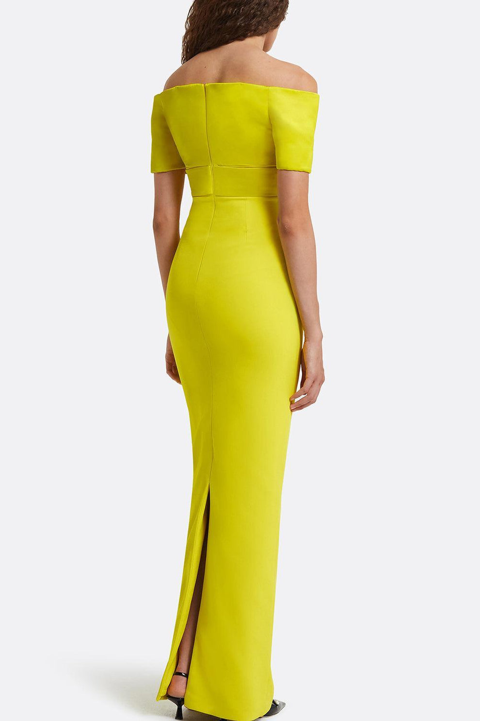 Safiyaa Women's Abike Crystal Buckle Duchess Crepe Off-Shoulder Gown in Chartreuse With Multi-Chartreuse Green Size FR 40 / 8