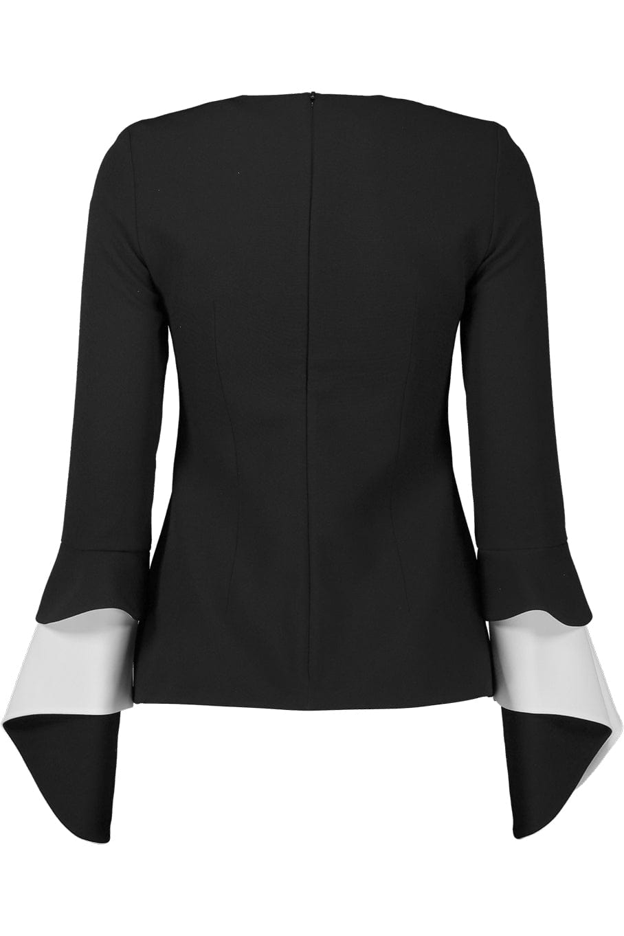 SAFIYAA-Lotus Sleeve Crepe Top-BLK/IVOR
