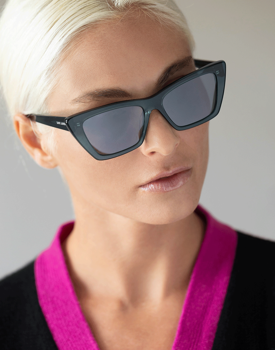 SAINT LAURENT-Black Mica Rectangle Sunglasses-BLACK