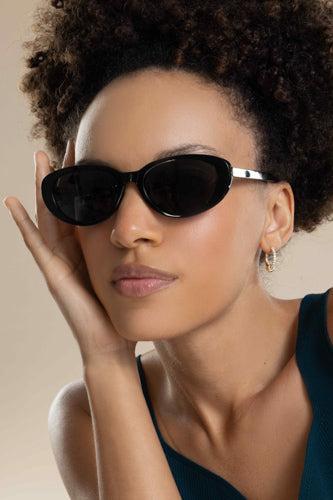 Oval Cat Eye Sunglasses-BLACK-ACCESSORIESUNGLASSES-SAINT LAURENT