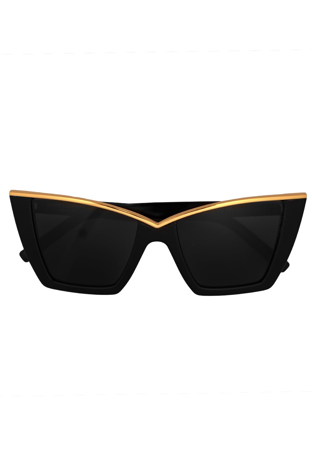 SAINT LAURENT-Retro Cat Eye Sunglasses - Black Gold-BLACK/BLACK/GOLD