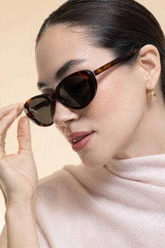 Cat Eye Oval Sunglasses-BROWN-ACCESSORIESUNGLASSES-SAINT LAURENT