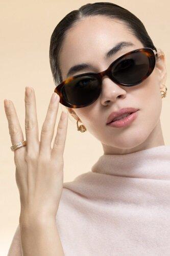 Cat Eye Oval Sunglasses-BROWN-ACCESSORIESUNGLASSES-SAINT LAURENT