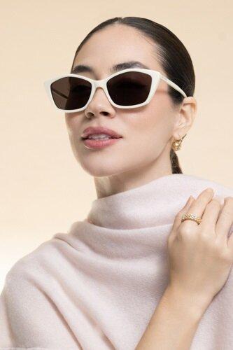 Rectangle Sunglasses - Ivory Black-CREAM-ACCESSORIESUNGLASSES-SAINT LAURENT