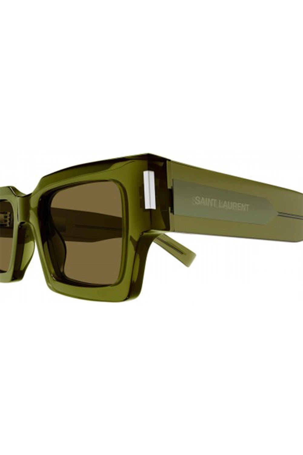 SAINT LAURENT-Rectangular Sunglasses - Green-GREEN/GREEN/BROWN