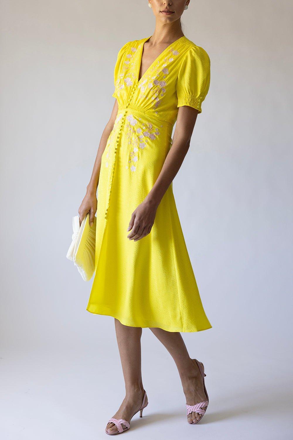 SALONI-Lea Dress - Bright Lemon-